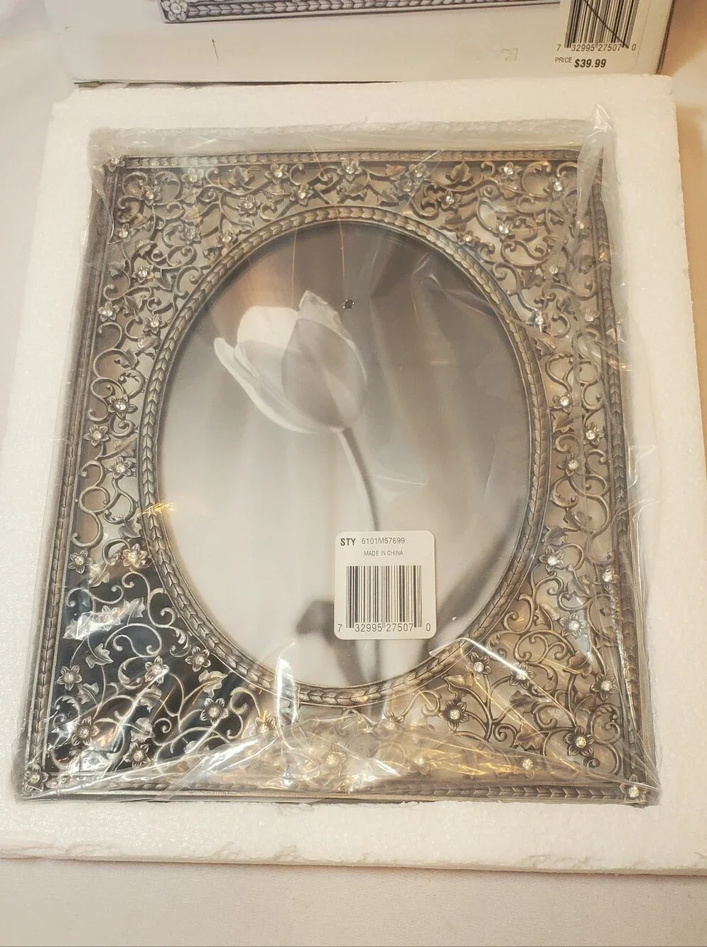 Inhabit Vtg 2006 Silver Pewter Ornate Filigree Freestanding Picture Frame Macys